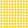 Checked cloth of yellow and gray geometric shapes. Background of colored squares and rectangles on a white background. Yellow fabr Royalty Free Stock Photo