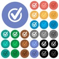Checked data round flat multi colored icons Royalty Free Stock Photo