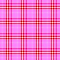 Checked tartan plaid scotch kilt fabric seamless pattern texture background - color cute pink, red and white Royalty Free Stock Photo