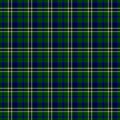 Checked tartan plaid scotch kilt fabric seamless pattern texture background - color dark green, blue and yellow