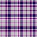 Checked tartan plaid scotch kilt fabric seamless pattern texture background - color gray, grey, purple, violet and white Royalty Free Stock Photo