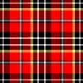 Checked tartan plaid scotch kilt fabric seamless pattern texture background - red, black, yellow and white color Royalty Free Stock Photo