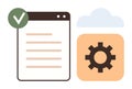 Digital Document with Gear Icon and Cloud Symbolizing Data Management and Automation Royalty Free Stock Photo
