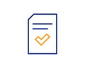 Checked Document line icon. File sign. Vector