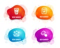 Checked file, Car travel and Ice tea icons. Smile sign. Correct document, Transport, Soda beverage. Vector