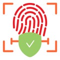 Checked fingerprint flat icon. Fingerprint identification approved color icons in trendy flat style. Check with Royalty Free Stock Photo