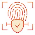 Checked fingerprint flat icon. Fingerprint identification approved red icons in trendy flat style. Check with Royalty Free Stock Photo