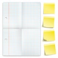 Checked Folded Paper Yellow Sticks Royalty Free Stock Photo