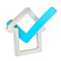 Checked house emblem with yes tick icon inside Royalty Free Stock Photo