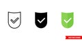 Checked icon of 3 types. Isolated vector sign symbol.