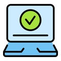 Checked laptop icon vector flat