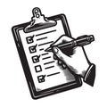 Checked List with Pen In Hand Ensuring Task Completion Effectively Royalty Free Stock Photo