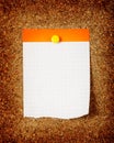 Checked note paper on a cork board Royalty Free Stock Photo