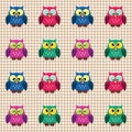 Checked pattern with cute owls.