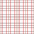 Checked seamless pattern in pink, white grey. A geometric plaid vector pattern design.