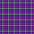 Checked tartan plaid scotch kilt fabric seamless pattern texture background - color dark purple, violet, green, fuchsia Royalty Free Stock Photo