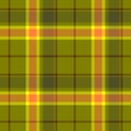 Checked tartan plaid scotch kilt fabric seamless pattern texture background - color khaki, green, brown, yellow and orange Royalty Free Stock Photo