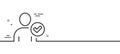 Checked User line icon. Profile Avatar sign. Minimal line pattern banner. Vector