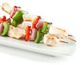 Checken Kabobs on White Plate Isolated