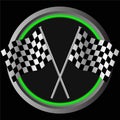 Checkered flag 3D crossed pair vector. Waving checker flags to crown a champion or the winner of a race. Royalty Free Stock Photo