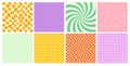 Checker Grid Pattern Kit. Groovy Y2k Checkerboard Background. Retro Square Funky Design Bg Set. Psychedelic Wavy Checkered Pattern Royalty Free Stock Photo
