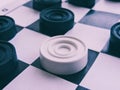 Checkerboard with checkers. Business strategy competition, strategic planning for winning success. Hobby. Royalty Free Stock Photo