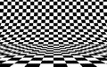 Checkerboard curved background empty in perspective, vector illustration.