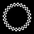 Circle Checkerboard Frame, Spiral design border pattern, Black background