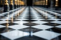 Checkerboard grace, marble floor in black and white square perfection