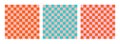 Checkerboard groovy square seamless pattern set