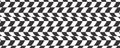 Checkerboard wavy pattern. Abstract chess square print. Black and white psychedelic optical illusion. Warped flag with