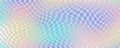 Checkerboard wavy pattern. Abstract holographic chessboard vector print. Y2k psychedelic optical foil grid. Swirl