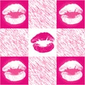 Checkerd Lip Print Pattern Royalty Free Stock Photo