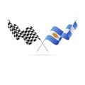 Checkered and Argentina flags. Vector illustration. Royalty Free Stock Photo