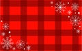 Checkered background with black and brown red line pattern with white snowflakes. Royalty Free Stock Photo