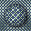 Checkered ball rolling along the checkered surface. Abstract vector optical illusion