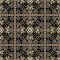 Checkered Baroque greek style vector seamless pattern. Modern floral ornate background. Ancient greek key meanders