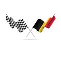 Checkered and Belgium flags. Vector illustration.