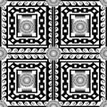 Checkered black and white ornamental greek vector seamless pattern. Monochrome patterned geometric waves background. Decorative r Royalty Free Stock Photo