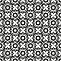 Checkered black and white seamless repeating pattern with square shape decorative elements. Geometric abstract floral style. Royalty Free Stock Photo