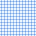 Checkered blue tablecloth seamless pattern. Gingham plaid design background. Royalty Free Stock Photo