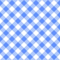 Checkered blue and white plaid seamless pattern. Gingham fabric design background. Royalty Free Stock Photo