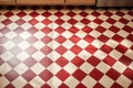 checkered ceramic floor tiles in a kitchen