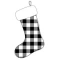 Checkered Christmas stocking. Vector clipart on white background. Black white buffalo plaid prit. Winter illustration.