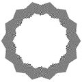 Checkered circular element. Abstract monochrome graphic with squared, checkered pattern.