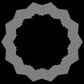 Checkered circular element. Abstract monochrome graphic with squared, checkered pattern.