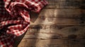 The checkered cloth on wood.AI generated image Royalty Free Stock Photo