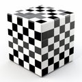 Checkered cube hovering on a pristine white background, Ai Generated