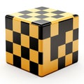 Checkered cube hovering on a pristine white background, Ai Generated