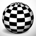 Checkered 3d sphere with shading and shadow. Orb, ball with squa